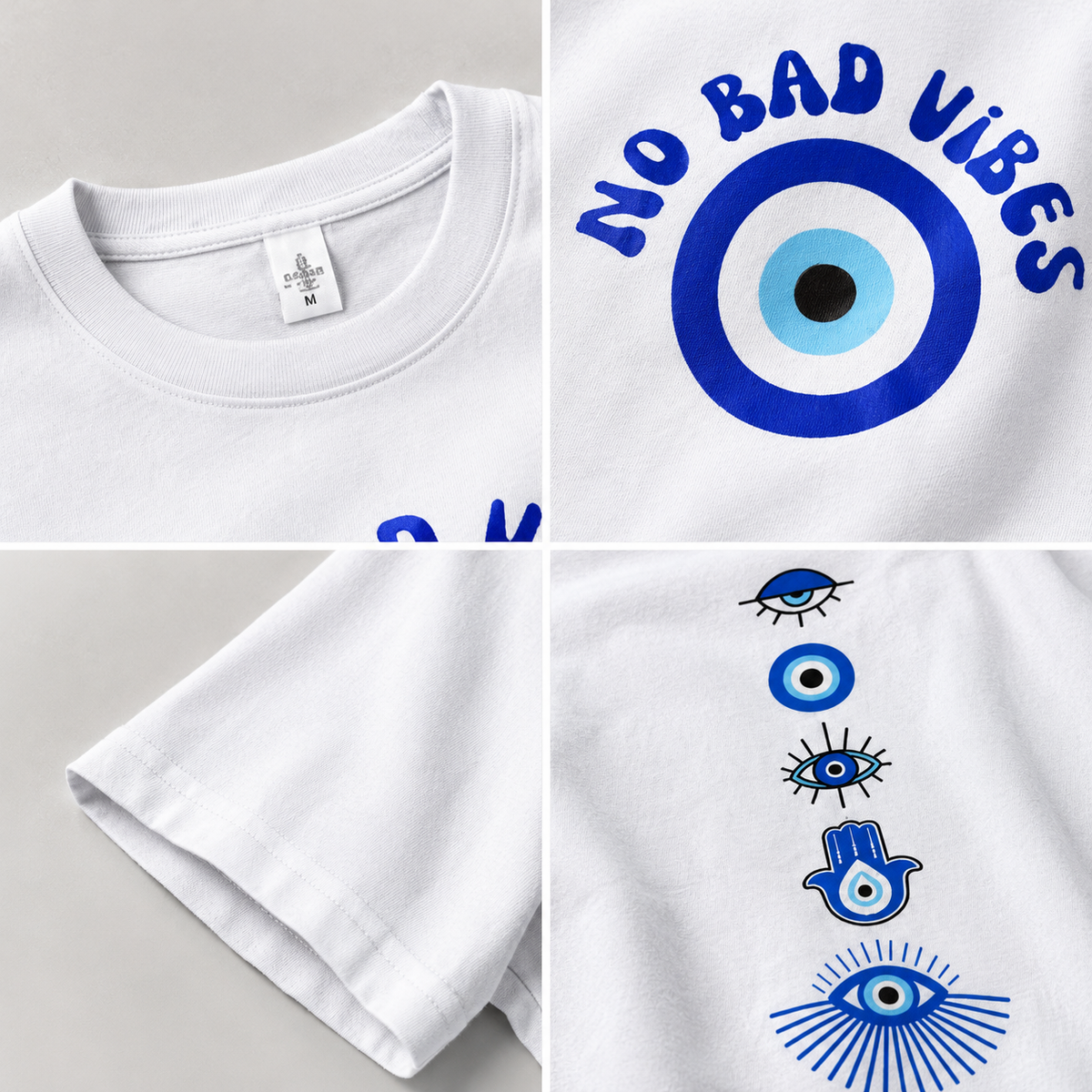 Mannado Originals No Bad Vibes Regular Fit Half Sleeve T-Shirt for Men | 100% Cotton Graphic Printed T-Shirt