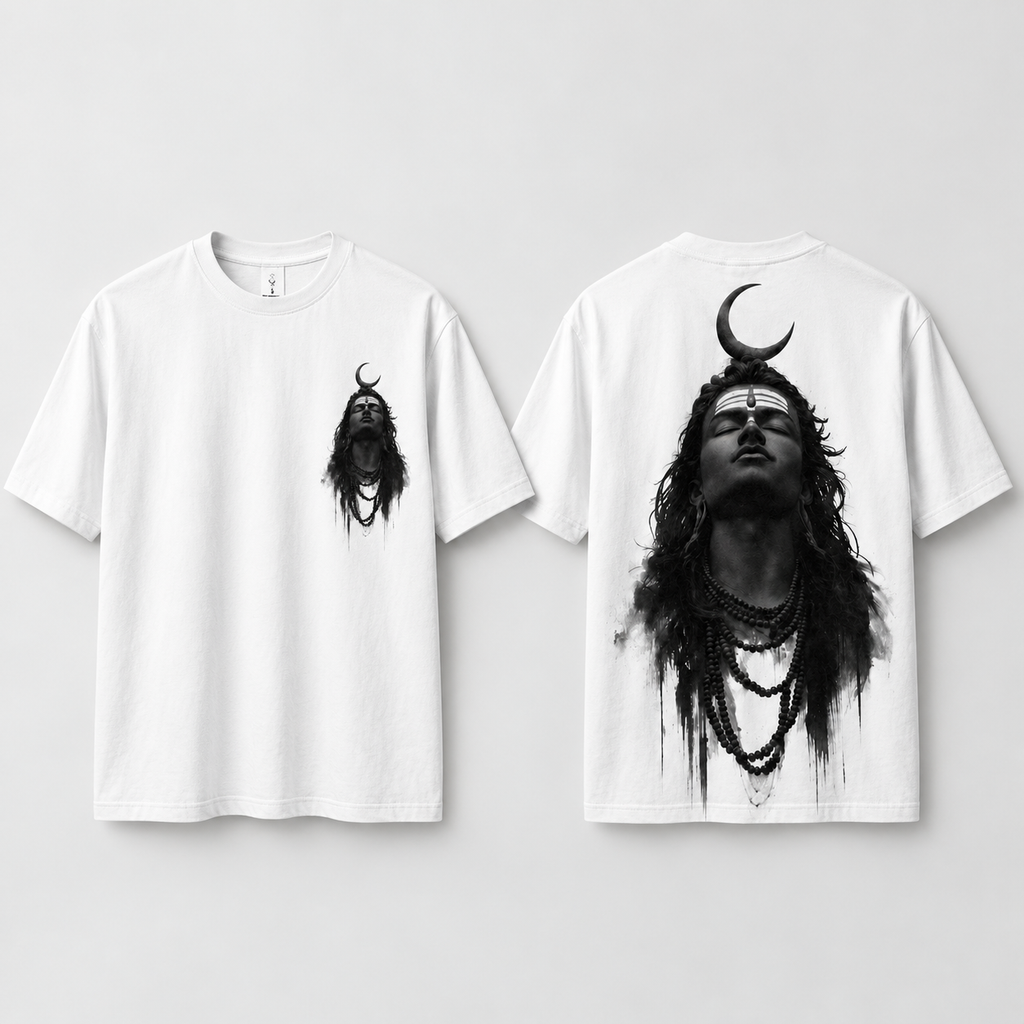 Mannado Originals Adiyogi Mahadev Graphic Printed White T-Shirt for Men