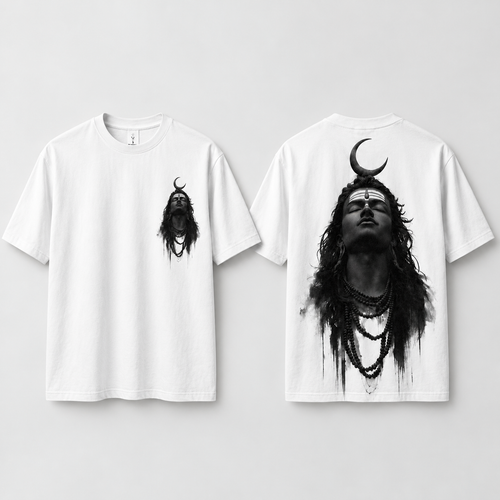Mannado Originals Adiyogi Mahadev Graphic Printed White T-Shirt for Men