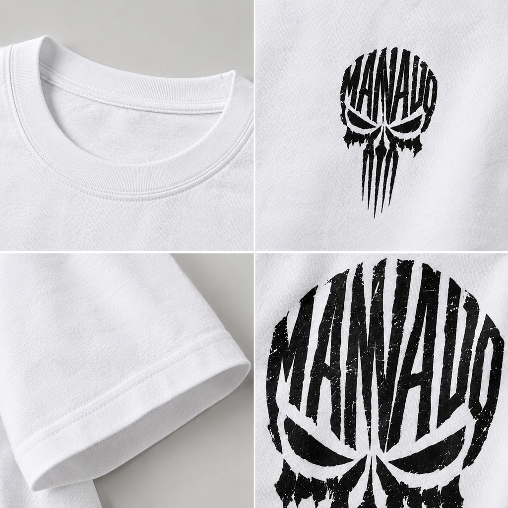 Mannado Originals Skull Signature Graphic Printed White T-Shirt for Men