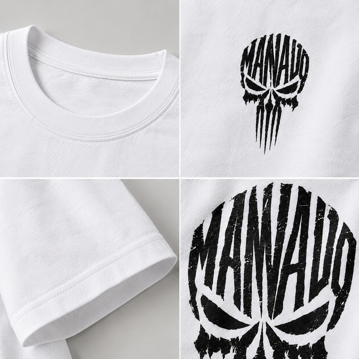 Mannado Originals Skull Signature Graphic Printed White T-Shirt for Men