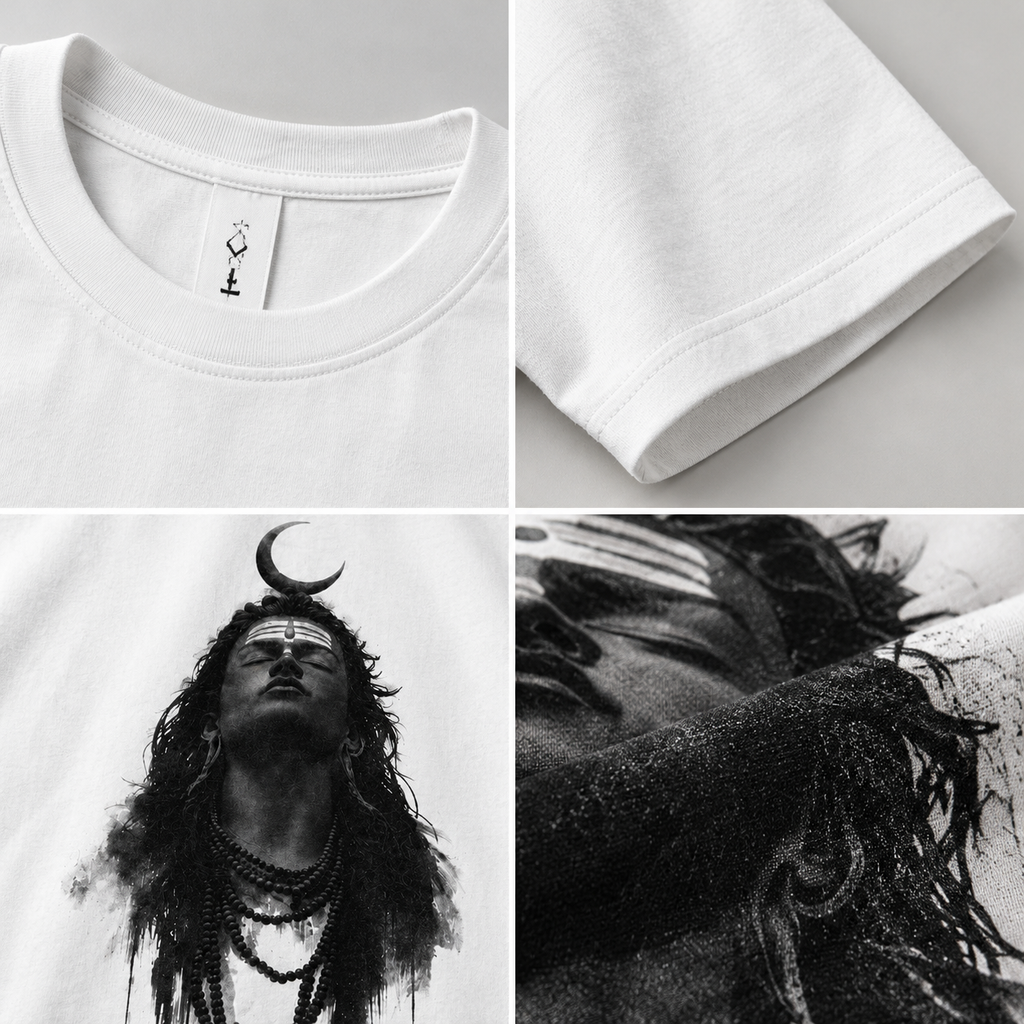 Mannado Originals Adiyogi Mahadev Graphic Printed White T-Shirt for Men